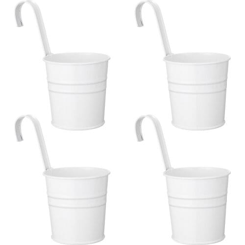Cabilock 4pcs Hanging Flower Pots Planter Buckets for Railing Garden Balcony