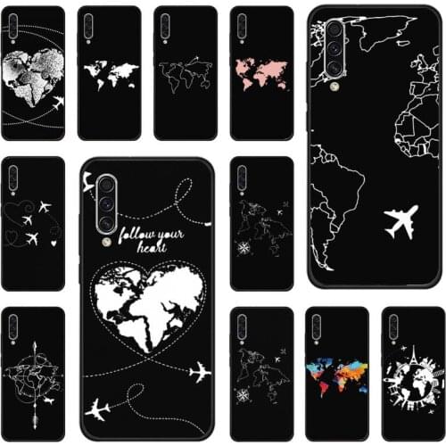 World map travl airplane pattern Phone Case For Samsung galaxy S 7 8 9 10 20 edge A 6 10 20 30 50 51 70 note 10 plus Shell Funda
