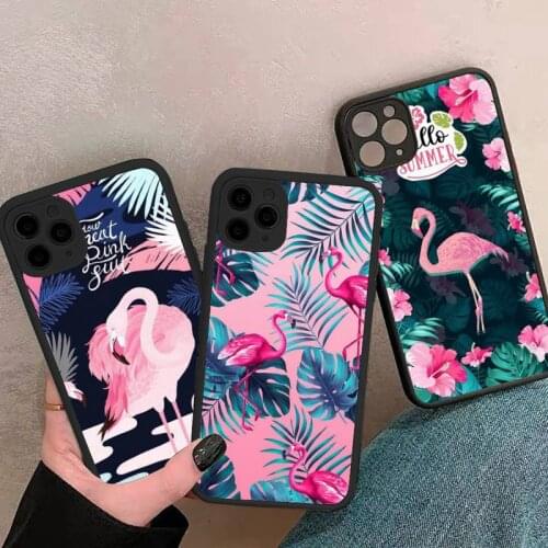 Phone Case For iPhone 12 11 Mini Pro XR XS Max 7 8 Plus X Fashion Flamingo Matte transparent cover