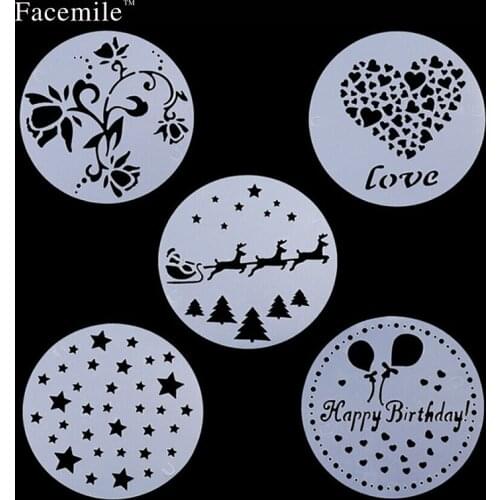 Flower Plantilla Stencil Bakeware 5PCS Baking Fondant Gift Decorating Tools for Cupcake Template Mold Spiral Decoration 03108