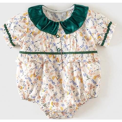 Korean Baby Girl Floral Romper Infant Cotton Rompers Newborn Girls 1st Birthday Bodysuit Children Boutique Clothes 6M 9M 12M 24M