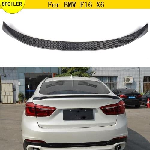 For BMW F16 X6 2015 2016 2017 Full Real Carbon Fiber Material Rear Trunk Spoiler Wing Tail Trunk Boot Lip
