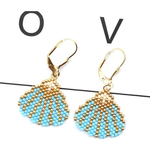 FAIRYWOO Bohemian Shell Drop Earrings Blue Stone Earrings Women Miyuki Glass Bead Jewelry Delica Popular Accessories Wholesale