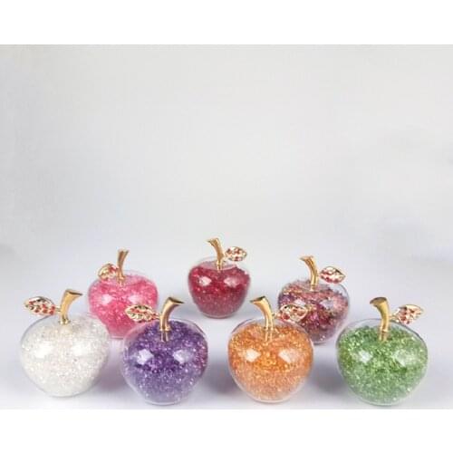 Crystal Craft Glass Apple Paperweight With Diamond Natural Stone Home Decor Ornament Fruit Figurines Gift Souvenir