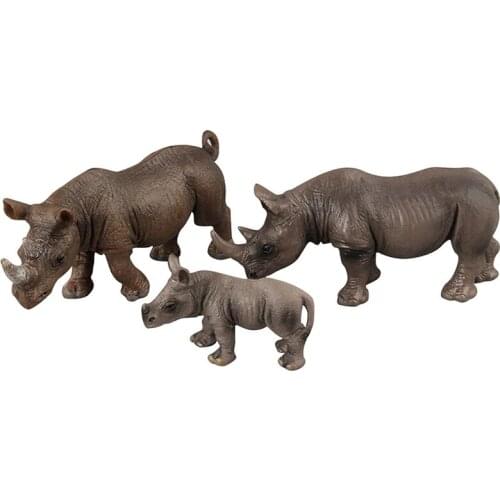 Simulation Rhinoceros Figure Collectible Toys Rhinoceros Wild Animal Action Figures Kids Animal Soft Rubber Toys