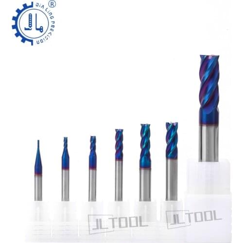 JIALING 1PC HRC 65° FOUR SPIRL FLUTE BITS 4mm 6mm 8mm milling cutter solid carbide flat milling cutter