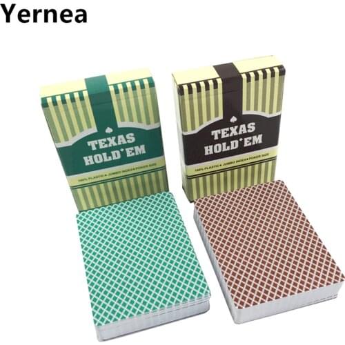 Yernea 10Set/Lot Hot Baccarat Texas Hold'em Playing Cards Plastic Frosting Poker Cards Playing Cards Green And Brown Board Games