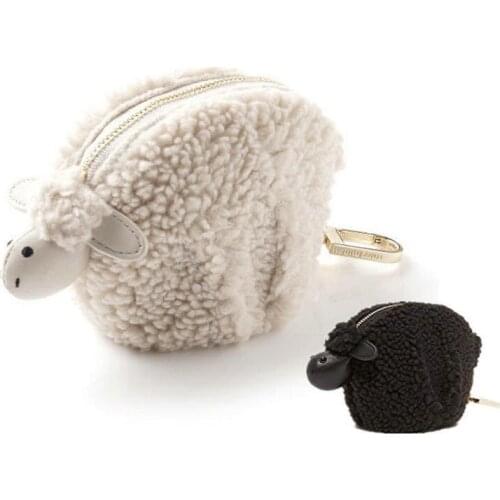 Genuine leather sheepskin sheep coin purse customized animal cute girls cartoon mini lamb wool women shaped bag wallet