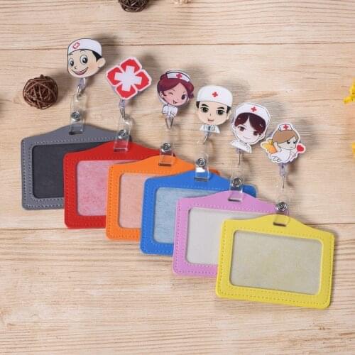 Hot Sales 1 Piece High Quality Retratable Nurse Badge Holder ID Card Cover Case Cross Love Heart Sunflower ID Card Holder Clip