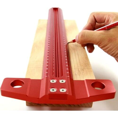 300/400/500/600 Woodworking Line Scriber T-type Ruler 1mm Hole Crossed Ruler Aluminum Alloy Marking Gauge Measuring Tools