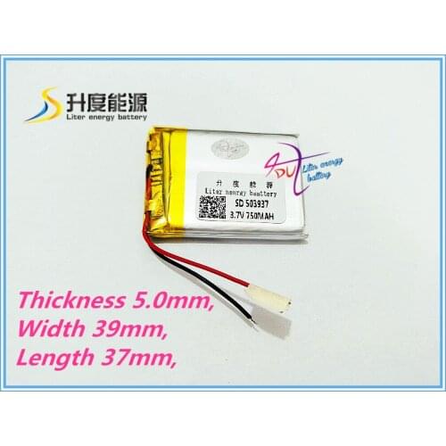 Liter energy battery 3.7V polymer lithium battery 503937 MP3 MP4 750MAH small toy sound box driving recorder tablet battery