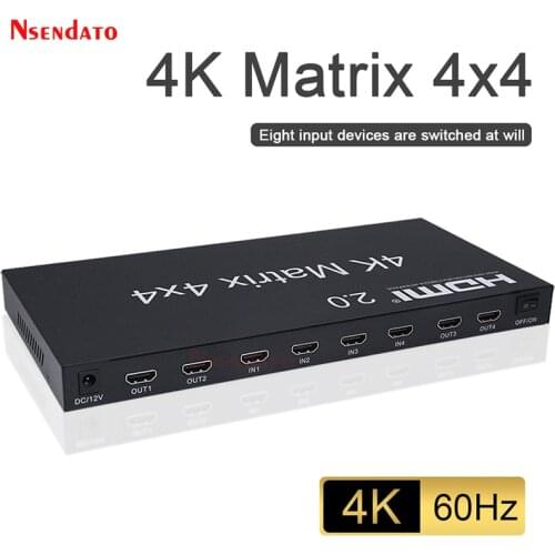 4K 60Hz HDMI 2.0 Matrix Switch splitter 4X4 HDMI Matrix Conmutador Splitter 4 in 4 out with IR RS232 EDID for Computer Monitor