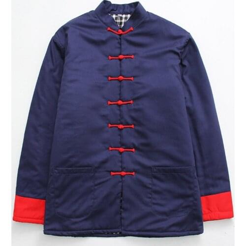 Winter New Mens 100% Cotton Wadded Jacket Traditional Chinese Clothes Han Suit Coat Kung Fu Tai Chi Uniform Male Thick Jacket