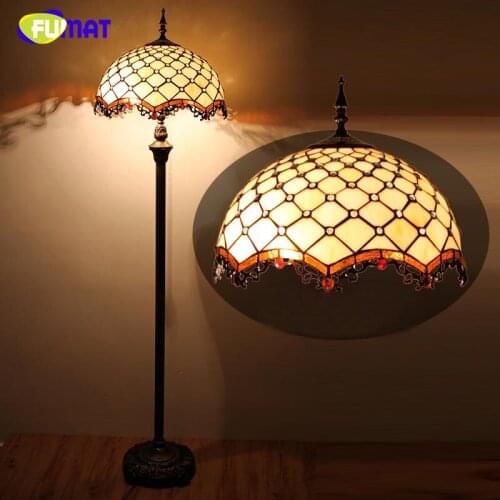 FUMAT European Style Warm Stained Glass Floor Lamp Home Decor Baroque shade Floor Lights Stand For Living Room LED Floor Lamp