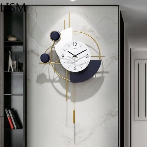Nordic Light Luxury Silent Swing Wall Clock Living Room Fashion Modern Minimalist Creative Trend Decoracion Para El Hogar