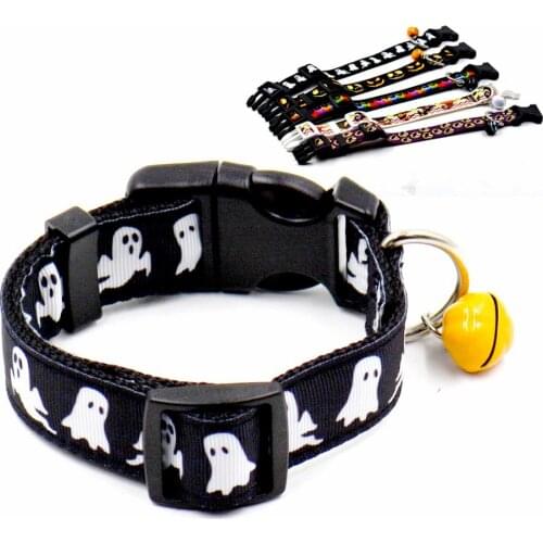 Nylon Pet Dog Halloween Collar dog pet puppy collar with bell S L festival puppy doggy collar leash pet dog collar+leash