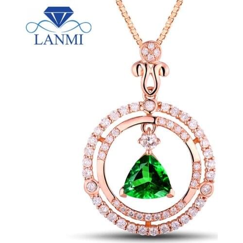 New!!! Wedding Jewelry 18Kt Rose Gold Trillion 7mm Tsavorite Pendant Jewelry Wholesale Gemstone Wedding Jewelry WP048