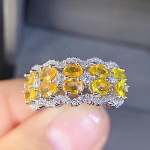 New Coming 100% Natural and real Yellow sapphire ring 925 sterling silver Fine handworked jewelry Finger rings