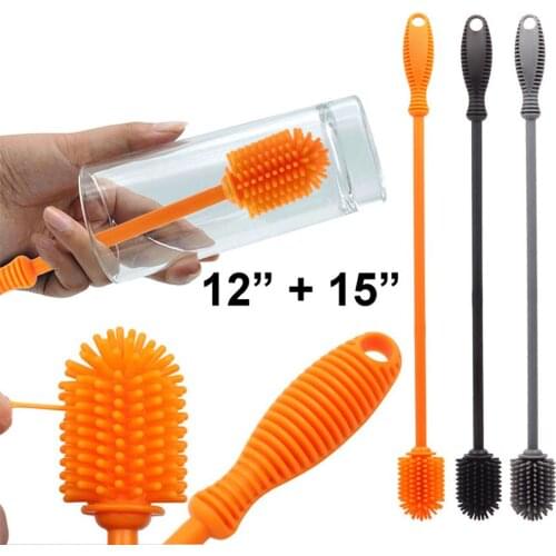 Orange Peeling Multifunction Silicone Wheel Brush 360 Degree Rotation Long Handle Baby Infant Feeding Bottle Cleaning Brush