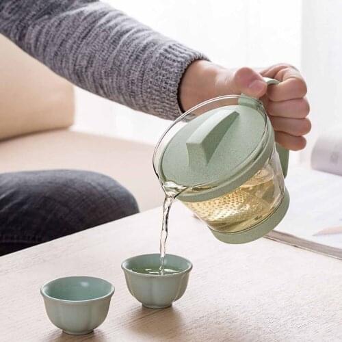 OTHERHOUSE 500ml Glass Tea Pot Coffee Flower Tea Leaf Herbal Pot Clear Glass Teapot for Puer Tea Heat Resistant Practical Bottle