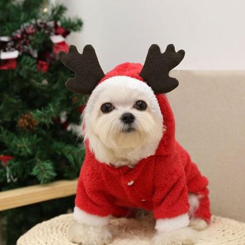 Santa Elk Dog Hoody Cosplay Dress Winter Christmas Dressed Up Deer Sweater Hoodies Clothes Cat Pullover Costume Dogs Jumpsuits