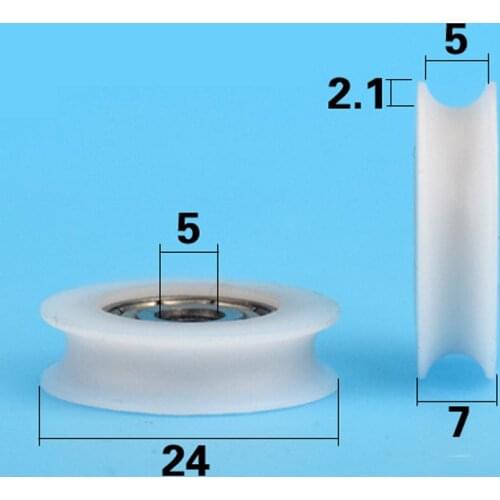 Sliding window or door bearing 625ZZ with U-groove, roller diameter 24mm, thickness 7mm,bearing bore 5mm. 5*24*7