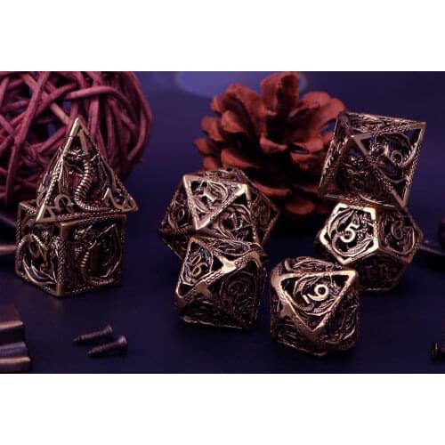 Hollow Polyhedral Metal D&d Dice Set of Tabletop Games Dungeon and Dragon Dice Rpg Dnd Board Game Dice Box D20 D12 D10 D8 D6 D4