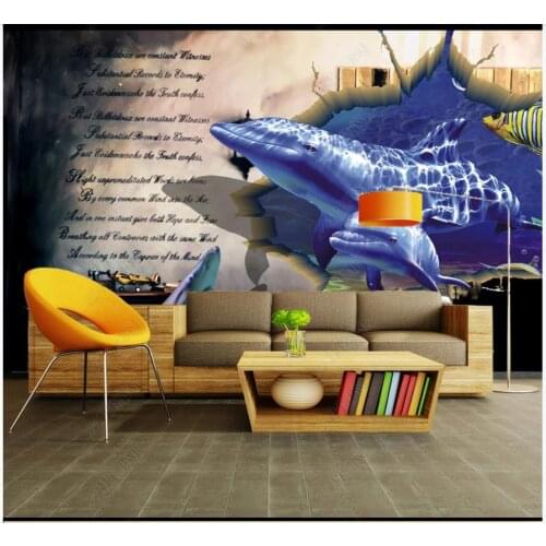 Custom photo wallpaper for walls 3 d Modern European style whale dolphin living room TV background wall papers decoration
