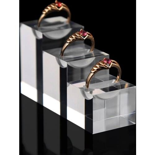 Clear Acrylic Square Jewelry Holder Photography Props Cosmetics Rings Display Stand Pad Necklace Ornaments Stud Holder Show Rack