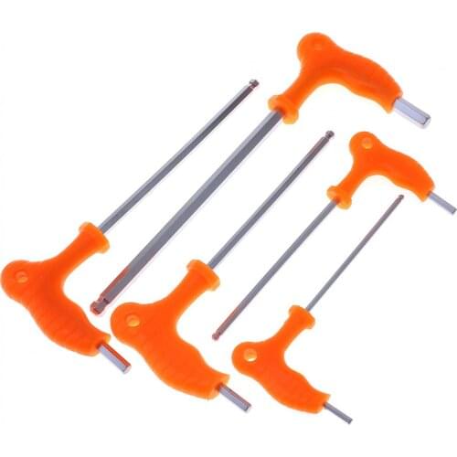 Allen Wrenches 5pcs 3-8mm T-type Crutch Allen Wrench with Ball Head and Plastic Handle for Home / Office / Site