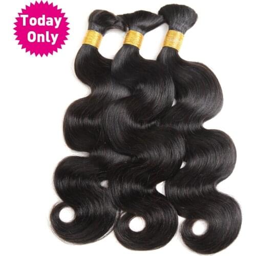 [TODAY ONLY] 3 Bundles Peruvian Body Wave Bundles Human Braiding Hair Bulk No Weft Remy Human Hair Bundles Peruvian Hair Bundles