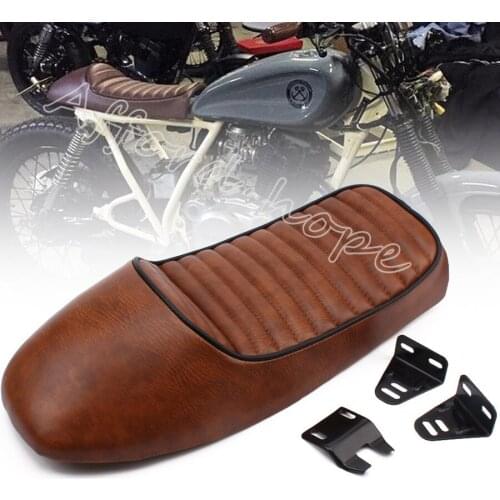 Universal Fit for Honda Yamaha Suzuki Harley Old School Retro Vintage Saddle Motorcycle Hump Leather Seat Cushion Cover Brown