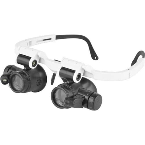 Head Mounted Magnifier with LED Light Jeweller Magnifying Glasses Watch Repair Magnifying Headband Glasses