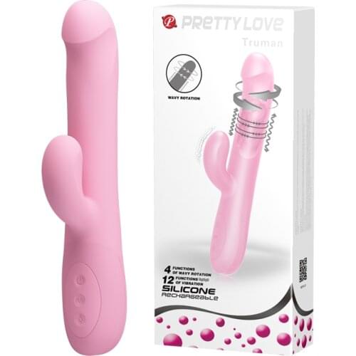 Pretty Love 12 Vibrations&4 Rotations Double Penetrations Vibrators for Women Dildo Vibrator G Spot Clitoral Anal Adult Sex Toys
