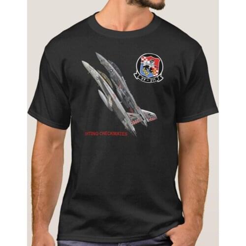 US Navy VF-211 Fighter Checkmates Squadron F-14 Tomcat Fighter T-Shirt. Summer Cotton Short Sleeve O-Neck Mens T Shirt New S-3XL