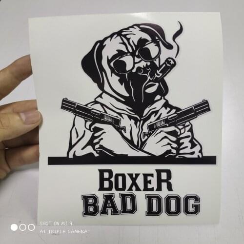 Three Ratels BB113 Funny Boxer Dog With Guns Waterproof Car Sticker On Motorcycle Laptop Decorative Accessories