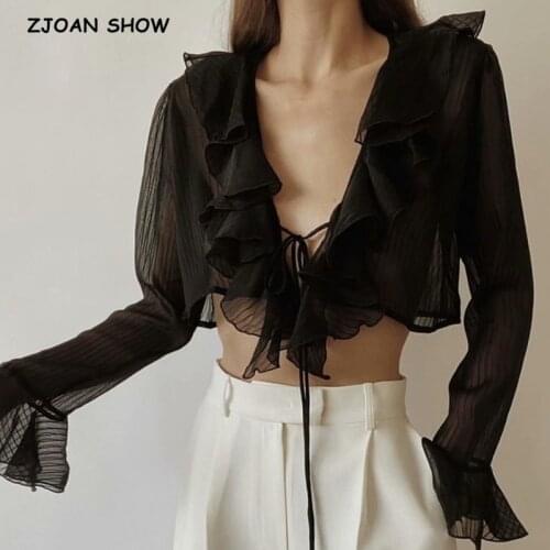 ZJOAN SHOW Black And White Blouses