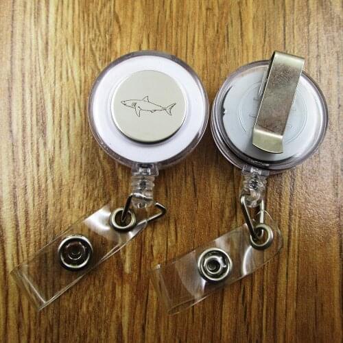 Shark ID Badge Reel gift for him/her friend family retractable recoil id badge holder work fun