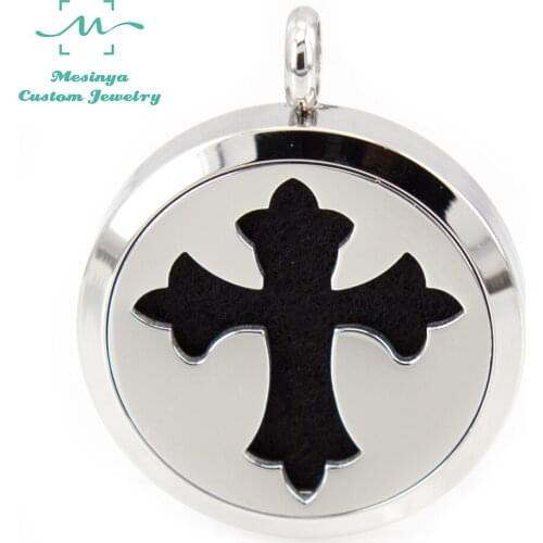 10pcs silver color newest Cross (30mm)Aromatherapy / Essential Oils 316L S.Steel Perfume Diffuser Locket Necklace