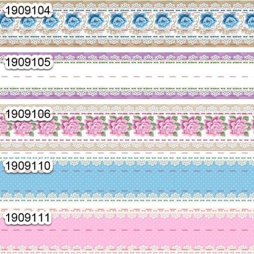 10yards - different sizes -Grosgrain ribbon - flowers side solid color ribbon printed DIY