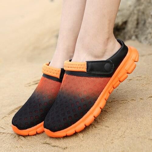2021 Men Women Summer Sandal Mesh Mules Breathable Padded Beach Flip Flops Shoes Solid Flat Bath Slippers Outside Mens Slippers