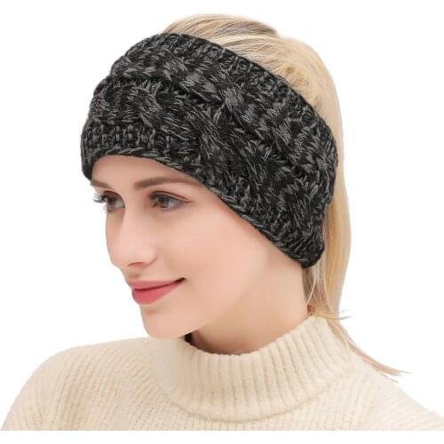 2021 Winter Ear Warmer Headband Women Elastic Wide Knitted Headband Head Wrap Hairband Girls Elegant Hair Band Accessories