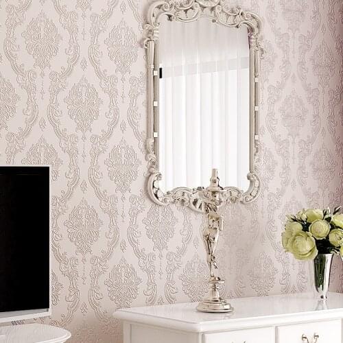 Beibehang 3d non-woven wallpaper European-style Damascus wallpaper bedroom living room TV background