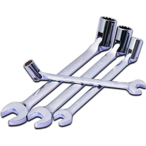 7pcs Movable head sleeve double use plate hand 8-19mm wrench sleeve open plum blossom spanner repair tool car stying