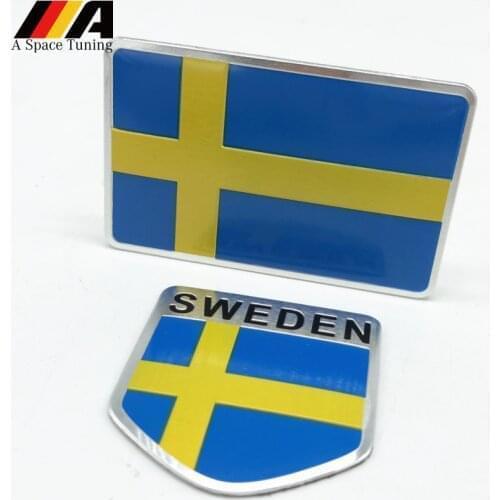 Aluminum Sweden Flag Car Styling Sticker Emblem Decal Badge For SE Cars Body Window Door for Volvo V70 XC60 S60 V60 V40 VW Golf