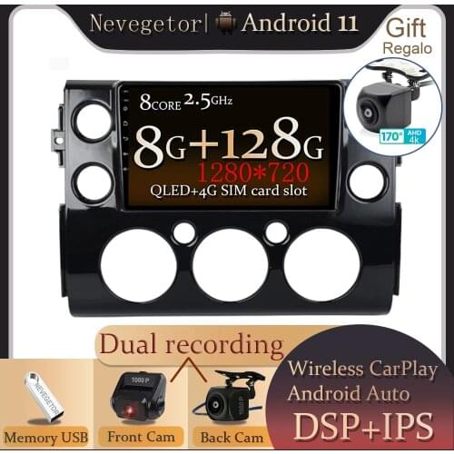 8+128G CARPLAY Android 11 Car Radio Multimedia Auto GPS Navigation For Toyota FJ Cruiser J15 2006 2007 2008 - 2020 NO DVD 2 DIN