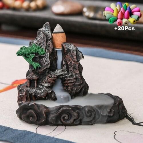 Best Sellers) +20 Incense Cone Backflow Incense Burner Buddha Incense Holder Aromatherapy Censer For Home Office Teahouse Decor