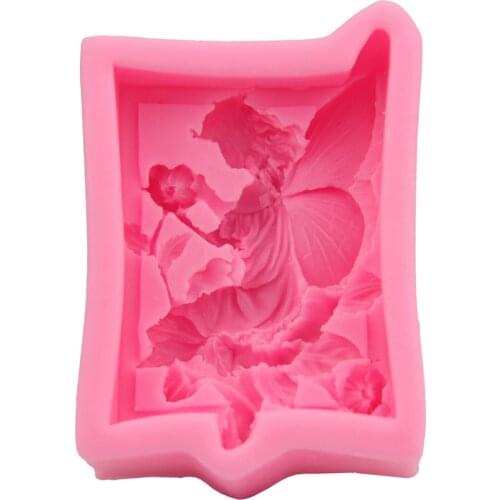 DIY baking tools angel flower fairy fondant chocolate cake mold handmade soap mold