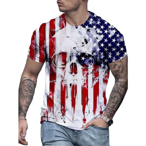 Mens Casual Fashion T Shirts 2021 Summer New American Flag Print O Neck Loose Male Oversized Tshirt Streetwear Clothing Haikyuu