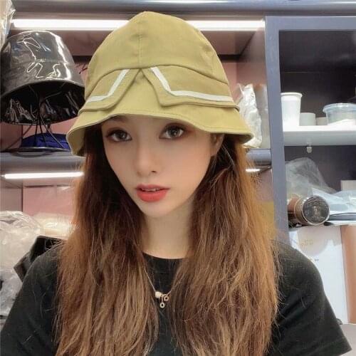 INS Sun Hats Women Summer Stitching Bucket Hat Female Pure Color Panama Fedoras Outdoor Fisherman Hat Visor Basin Caps